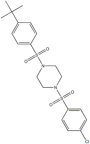 1-(4-tert-butylphenyl)sulfonyl-4-(4-chlorophenyl)sulfonylpiperazine Struktur