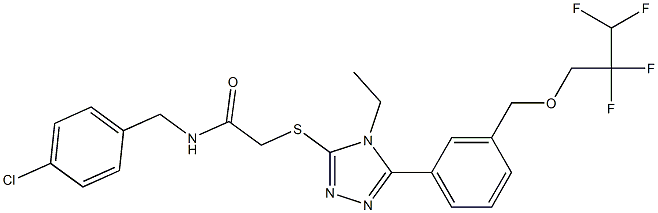 N-[(4-chlorophenyl)methyl]-2-[[4-ethyl-5-[3-(2,2,3,3-tetrafluoropropoxymethyl)phenyl]-1,2,4-triazol-3-yl]sulfanyl]acetamide Struktur