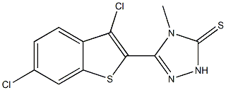 3-(3,6-dichloro-1-benzothiophen-2-yl)-4-methyl-1H-1,2,4-triazole-5-thione Struktur