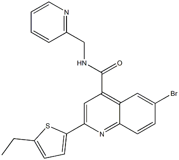 6-bromo-2-(5-ethylthiophen-2-yl)-N-(pyridin-2-ylmethyl)quinoline-4-carboxamide Struktur