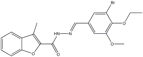 N-[(E)-(3-bromo-4-ethoxy-5-methoxyphenyl)methylideneamino]-3-methyl-1-benzofuran-2-carboxamide Struktur