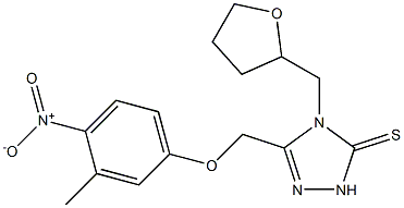 3-[(3-methyl-4-nitrophenoxy)methyl]-4-(oxolan-2-ylmethyl)-1H-1,2,4-triazole-5-thione Struktur