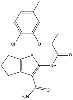 2-[2-(2-chloro-5-methylphenoxy)propanoylamino]-5,6-dihydro-4H-cyclopenta[b]thiophene-3-carboxamide Struktur