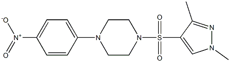 1-(1,3-dimethylpyrazol-4-yl)sulfonyl-4-(4-nitrophenyl)piperazine Struktur