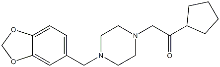 1-[4-(1,3-benzodioxol-5-ylmethyl)piperazin-1-yl]-2-cyclopentylethanone Struktur