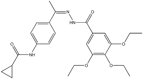 N-[(Z)-1-[4-(cyclopropanecarbonylamino)phenyl]ethylideneamino]-3,4,5-triethoxybenzamide Struktur