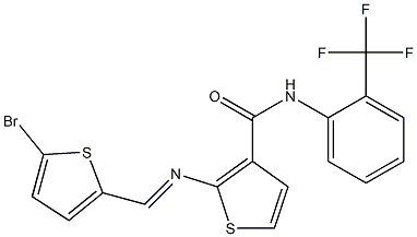 2-[(E)-(5-bromothiophen-2-yl)methylideneamino]-N-[2-(trifluoromethyl)phenyl]thiophene-3-carboxamide Struktur