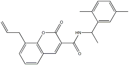 N-[1-(2,5-dimethylphenyl)ethyl]-2-oxo-8-prop-2-enylchromene-3-carboxamide Struktur