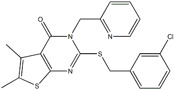 2-[(3-chlorophenyl)methylsulfanyl]-5,6-dimethyl-3-(pyridin-2-ylmethyl)thieno[2,3-d]pyrimidin-4-one Struktur