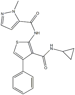 N-[3-(cyclopropylcarbamoyl)-4-phenylthiophen-2-yl]-2-methylpyrazole-3-carboxamide Struktur