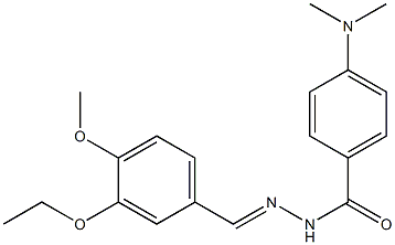 4-(dimethylamino)-N-[(E)-(3-ethoxy-4-methoxyphenyl)methylideneamino]benzamide Struktur