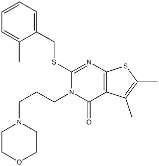 5,6-dimethyl-2-[(2-methylphenyl)methylsulfanyl]-3-(3-morpholin-4-ylpropyl)thieno[2,3-d]pyrimidin-4-one Struktur