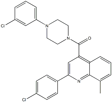 [2-(4-chlorophenyl)-8-methylquinolin-4-yl]-[4-(3-chlorophenyl)piperazin-1-yl]methanone Struktur