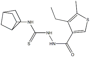 1-(3-bicyclo[2.2.1]heptanyl)-3-[(4-ethyl-5-methylthiophene-3-carbonyl)amino]thiourea Struktur