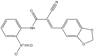 (E)-3-(1,3-benzodioxol-5-yl)-2-cyano-N-(2-nitrophenyl)prop-2-enamide Struktur