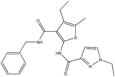 N-[3-(benzylcarbamoyl)-4-ethyl-5-methylthiophen-2-yl]-1-ethylpyrazole-3-carboxamide Struktur