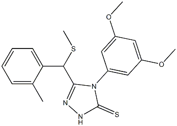 4-(3,5-dimethoxyphenyl)-3-[(2-methylphenyl)methylsulfanylmethyl]-1H-1,2,4-triazole-5-thione Struktur