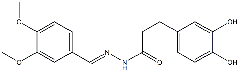 3-(3,4-dihydroxyphenyl)-N-[(E)-(3,4-dimethoxyphenyl)methylideneamino]propanamide Struktur