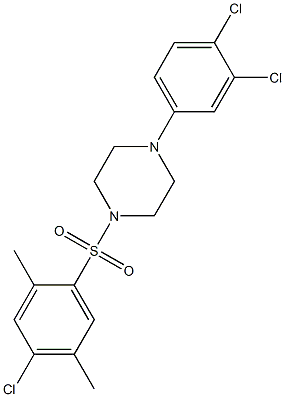 1-(4-chloro-2,5-dimethylphenyl)sulfonyl-4-(3,4-dichlorophenyl)piperazine Struktur