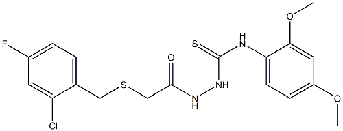 1-[[2-[(2-chloro-4-fluorophenyl)methylsulfanyl]acetyl]amino]-3-(2,4-dimethoxyphenyl)thiourea Struktur