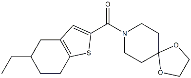 1,4-dioxa-8-azaspiro[4.5]decan-8-yl-(5-ethyl-4,5,6,7-tetrahydro-1-benzothiophen-2-yl)methanone Struktur