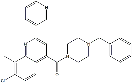 (4-benzylpiperazin-1-yl)-(7-chloro-8-methyl-2-pyridin-3-ylquinolin-4-yl)methanone Struktur