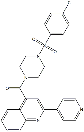 [4-(4-chlorophenyl)sulfonylpiperazin-1-yl]-(2-pyridin-4-ylquinolin-4-yl)methanone Struktur