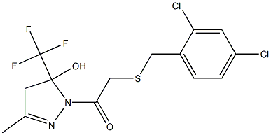 2-[(2,4-dichlorophenyl)methylsulfanyl]-1-[5-hydroxy-3-methyl-5-(trifluoromethyl)-4H-pyrazol-1-yl]ethanone Struktur