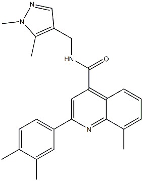 2-(3,4-dimethylphenyl)-N-[(1,5-dimethylpyrazol-4-yl)methyl]-8-methylquinoline-4-carboxamide Struktur