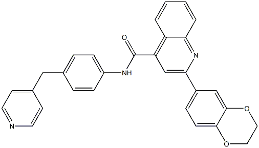 2-(2,3-dihydro-1,4-benzodioxin-6-yl)-N-[4-(pyridin-4-ylmethyl)phenyl]quinoline-4-carboxamide Struktur