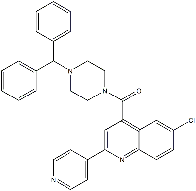 (4-benzhydrylpiperazin-1-yl)-(6-chloro-2-pyridin-4-ylquinolin-4-yl)methanone Struktur