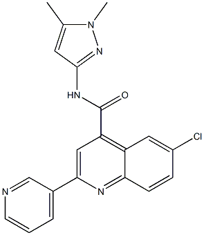 6-chloro-N-(1,5-dimethylpyrazol-3-yl)-2-pyridin-3-ylquinoline-4-carboxamide Struktur