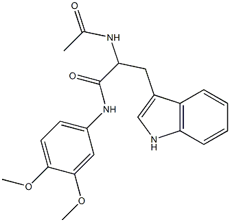 2-acetamido-N-(3,4-dimethoxyphenyl)-3-(1H-indol-3-yl)propanamide Struktur