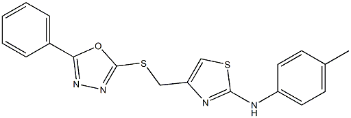 N-(4-methylphenyl)-4-[(5-phenyl-1,3,4-oxadiazol-2-yl)sulfanylmethyl]-1,3-thiazol-2-amine Struktur