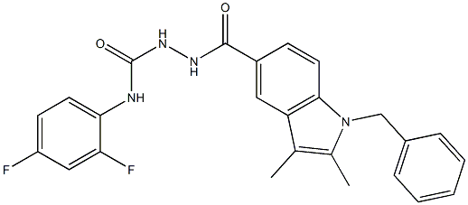 1-[(1-benzyl-2,3-dimethylindole-5-carbonyl)amino]-3-(2,4-difluorophenyl)urea Struktur