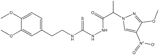 1-[2-(3,4-dimethoxyphenyl)ethyl]-3-[2-(3-methoxy-4-nitropyrazol-1-yl)propanoylamino]thiourea Structure