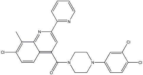 (7-chloro-8-methyl-2-pyridin-2-ylquinolin-4-yl)-[4-(3,4-dichlorophenyl)piperazin-1-yl]methanone Struktur