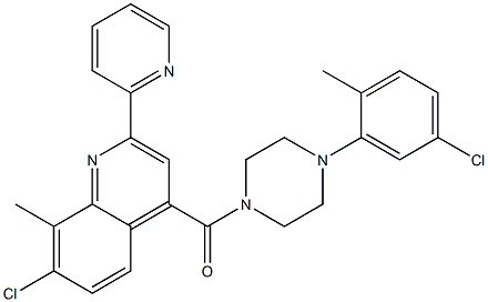 [4-(5-chloro-2-methylphenyl)piperazin-1-yl]-(7-chloro-8-methyl-2-pyridin-2-ylquinolin-4-yl)methanone Struktur