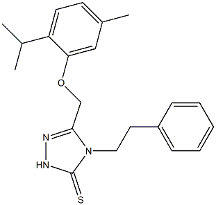 3-[(5-methyl-2-propan-2-ylphenoxy)methyl]-4-(2-phenylethyl)-1H-1,2,4-triazole-5-thione Struktur