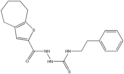 1-(2-phenylethyl)-3-(5,6,7,8-tetrahydro-4H-cyclohepta[b]thiophene-2-carbonylamino)thiourea Struktur