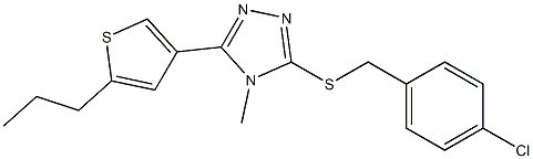 3-[(4-chlorophenyl)methylsulfanyl]-4-methyl-5-(5-propylthiophen-3-yl)-1,2,4-triazole Struktur