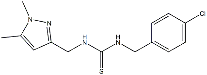 1-[(4-chlorophenyl)methyl]-3-[(1,5-dimethylpyrazol-3-yl)methyl]thiourea Struktur