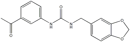 1-(3-acetylphenyl)-3-(1,3-benzodioxol-5-ylmethyl)urea Struktur