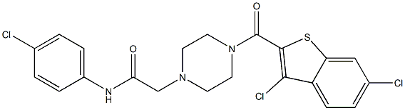 N-(4-chlorophenyl)-2-[4-(3,6-dichloro-1-benzothiophene-2-carbonyl)piperazin-1-yl]acetamide Struktur