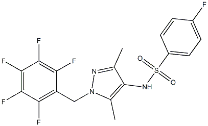 N-[3,5-dimethyl-1-[(2,3,4,5,6-pentafluorophenyl)methyl]pyrazol-4-yl]-4-fluorobenzenesulfonamide Struktur