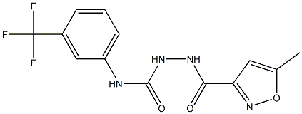 1-[(5-methyl-1,2-oxazole-3-carbonyl)amino]-3-[3-(trifluoromethyl)phenyl]urea Struktur