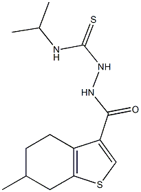 1-[(6-methyl-4,5,6,7-tetrahydro-1-benzothiophene-3-carbonyl)amino]-3-propan-2-ylthiourea Struktur