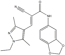 (E)-N-(1,3-benzodioxol-5-yl)-2-cyano-3-(1-ethyl-3,5-dimethylpyrazol-4-yl)prop-2-enamide Struktur