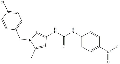 1-[1-[(4-chlorophenyl)methyl]-5-methylpyrazol-3-yl]-3-(4-nitrophenyl)urea Struktur