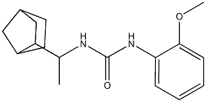 1-[1-(3-bicyclo[2.2.1]heptanyl)ethyl]-3-(2-methoxyphenyl)urea Struktur